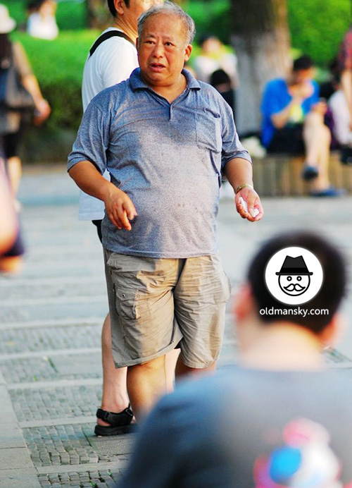 Old man wore blue pants and white T-shirt sat on the bench - Page of 2 ...