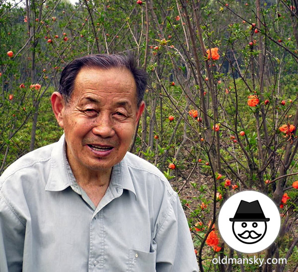 Old man wore light gray shirt took photos in the park