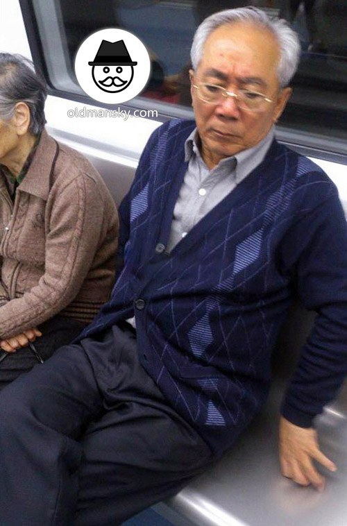 Glasses old man wore brown sweater by metro_02