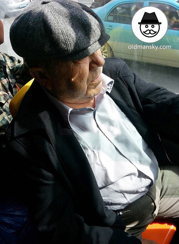 Fat old daddy wore black jacket and a hat by bus_04