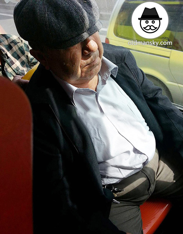 Fat old daddy wore black jacket and a hat by bus_02