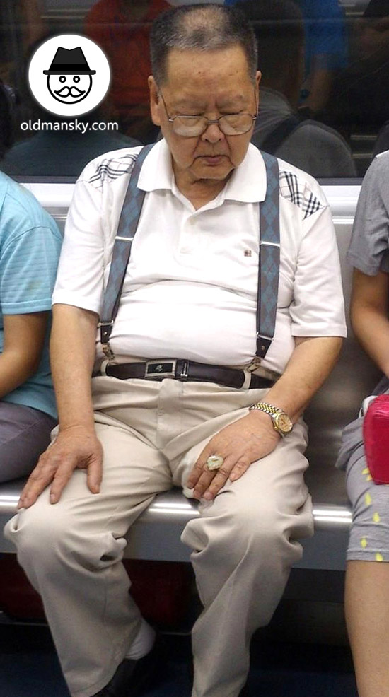 Glassed old daddy wore white polo shirt by metro_04